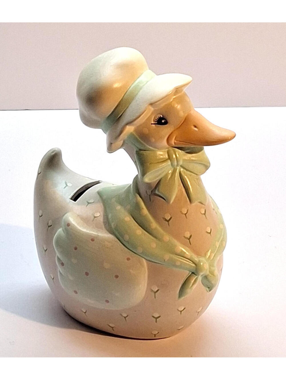 Vintage Enesco Mother Goose Ceramic Coin Bank 6 1/4"